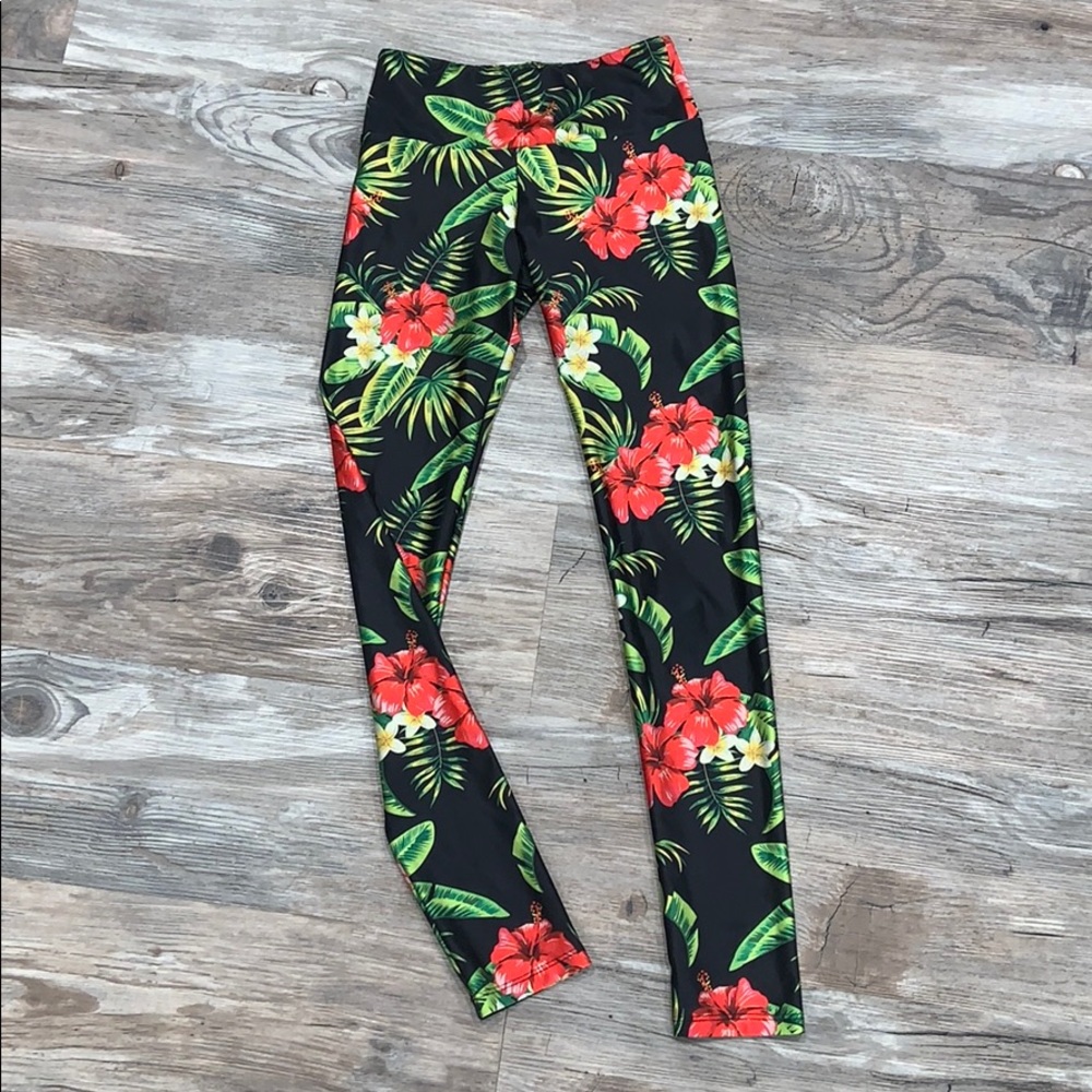 Goldsheep Tropical Hibiscus Leggings, size S